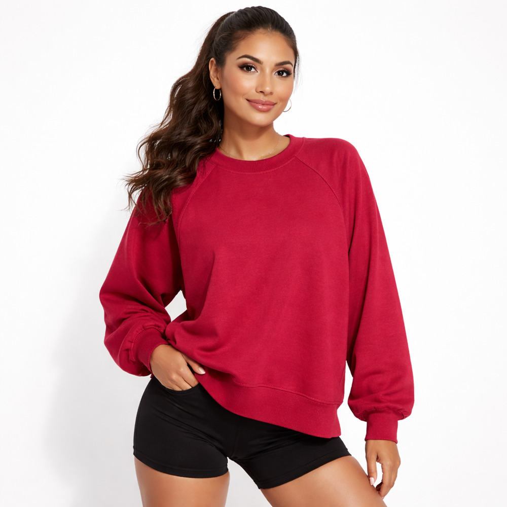 VSX Sweatshirt Womens Large Red Fleece Raglan Pullover Crewneck Lounge Athletic